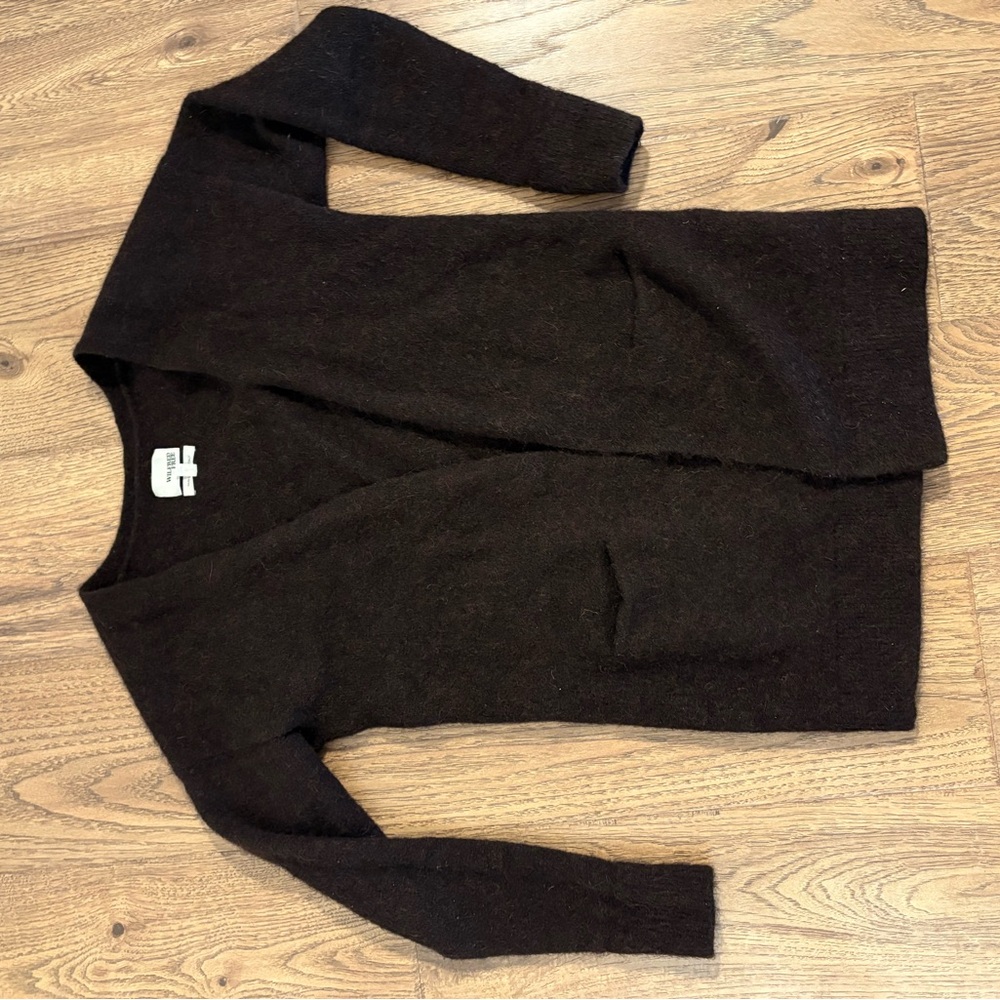 Aritizia Wilfred Free Aronson Alpaca Wool Blend Open Longline Cardigan Brown-XS